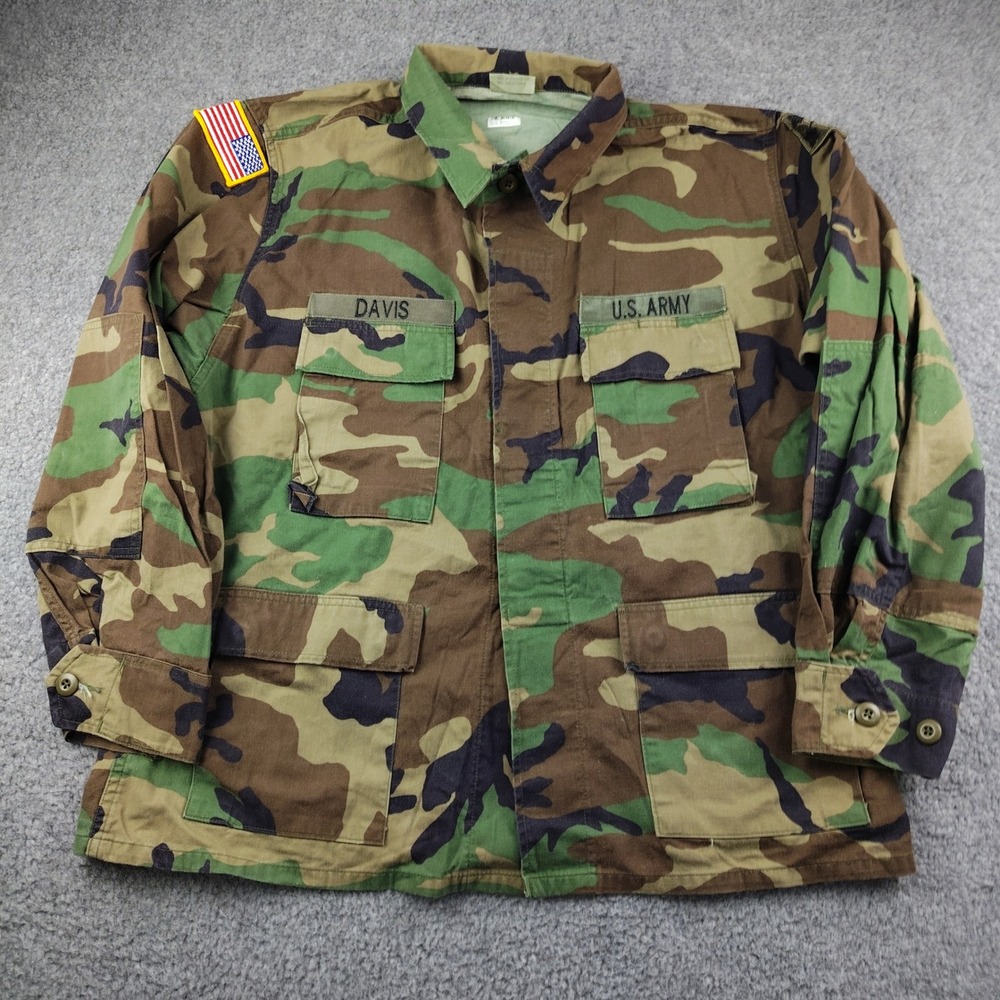 Military Combat Coat Type 1 Mens Large Short Woodland Camo US Army Field Jacket
